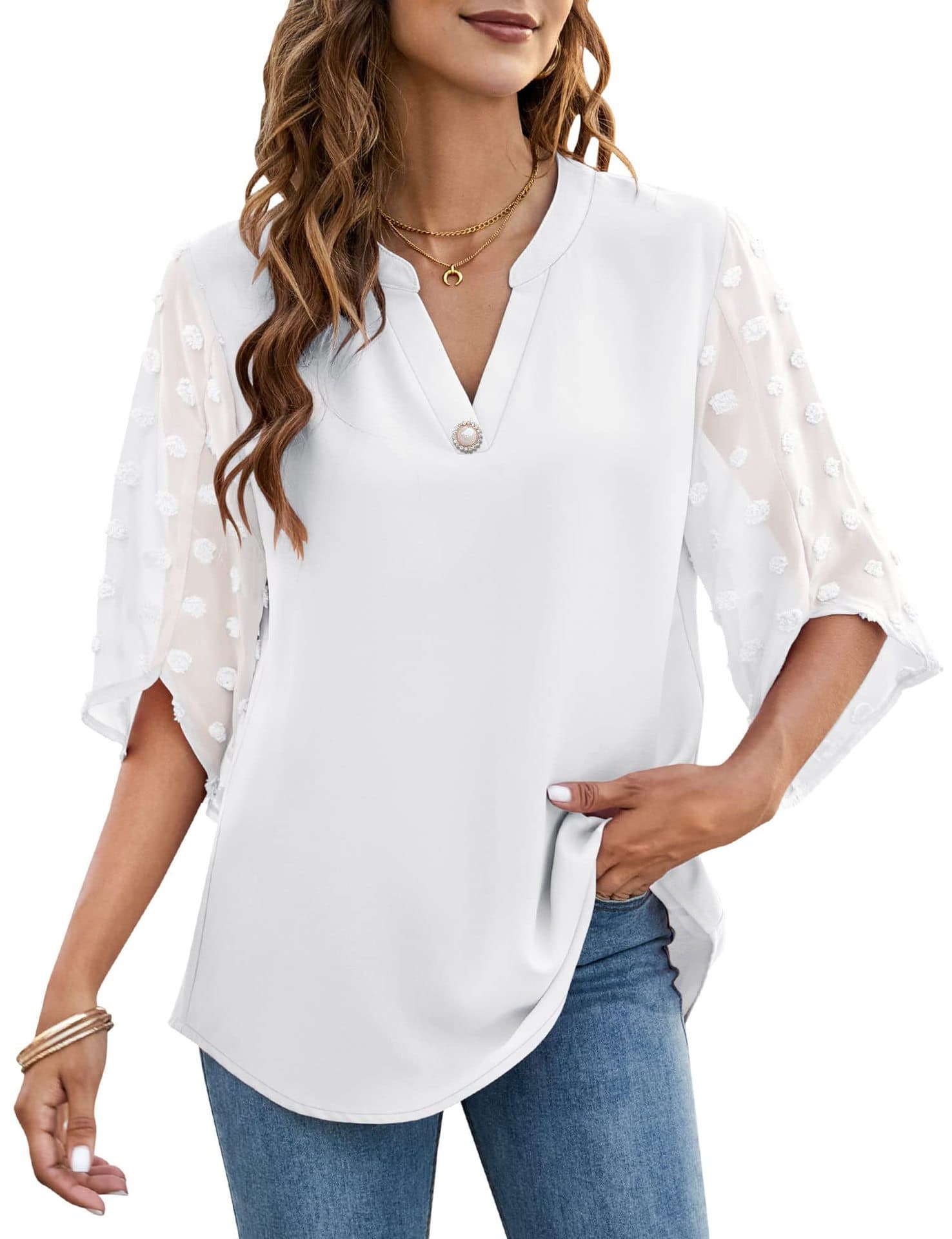Blusa suelta con cuello en V casual