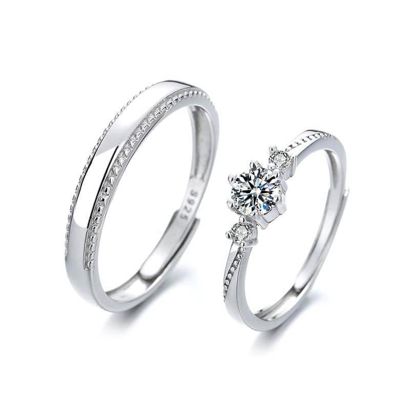 Anillo pareja diamantado amor a primera vista