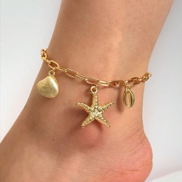 Pulsera de tobillo con estrella de mar 3D
