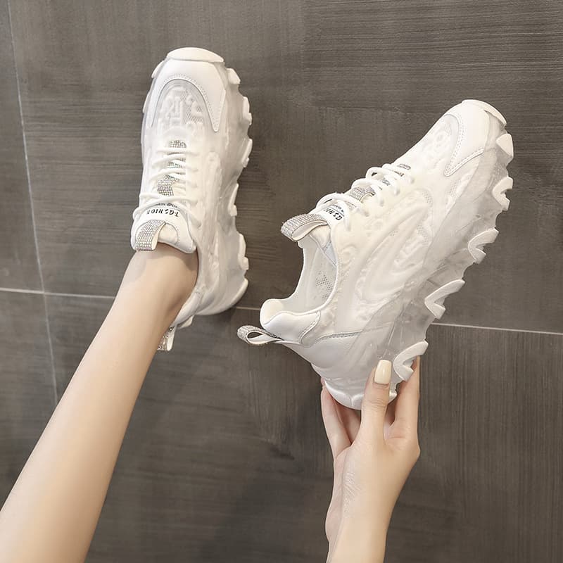 Zapatos deportivos respirable con malla blanca