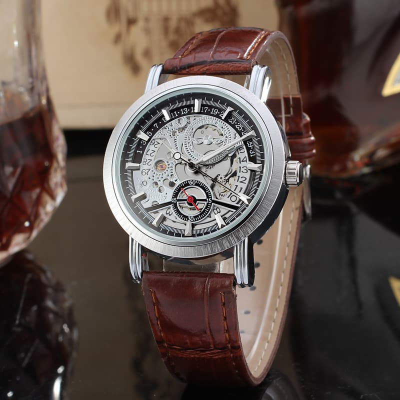 Reloj mecánico automático para hombre con esfera calada