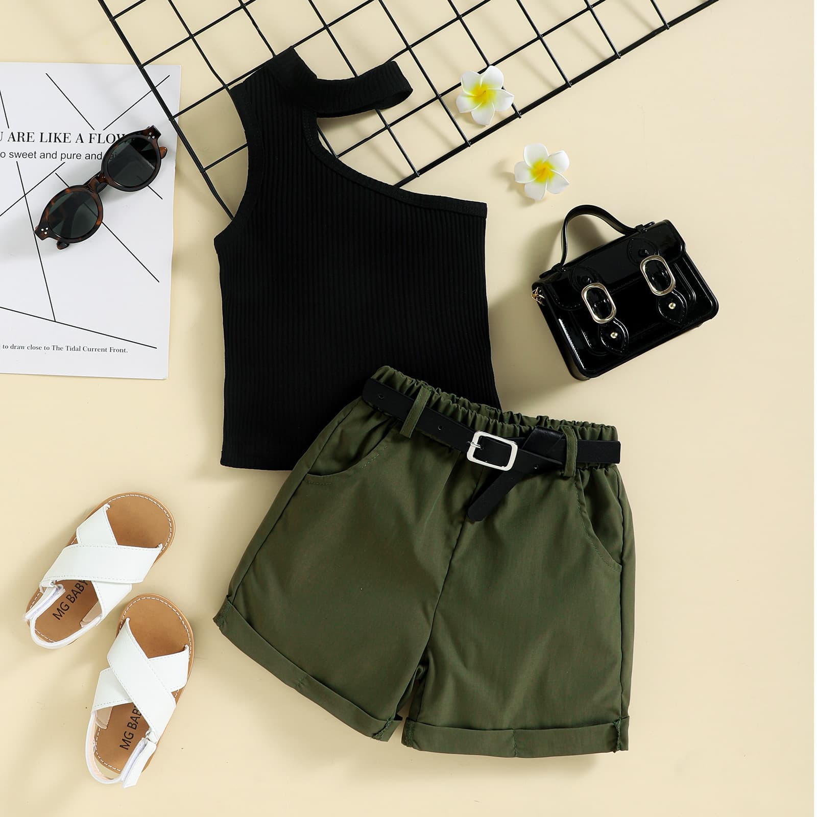 Conjunto de short y top halter de verano para niña