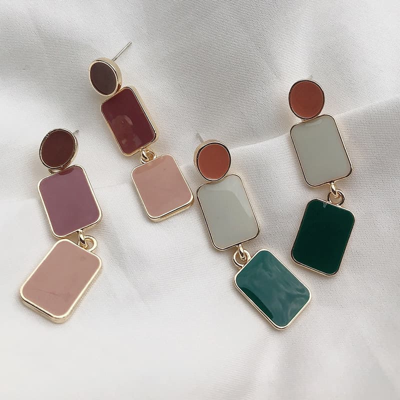 Aretes retro de pintura Morandi, diseño minimalista