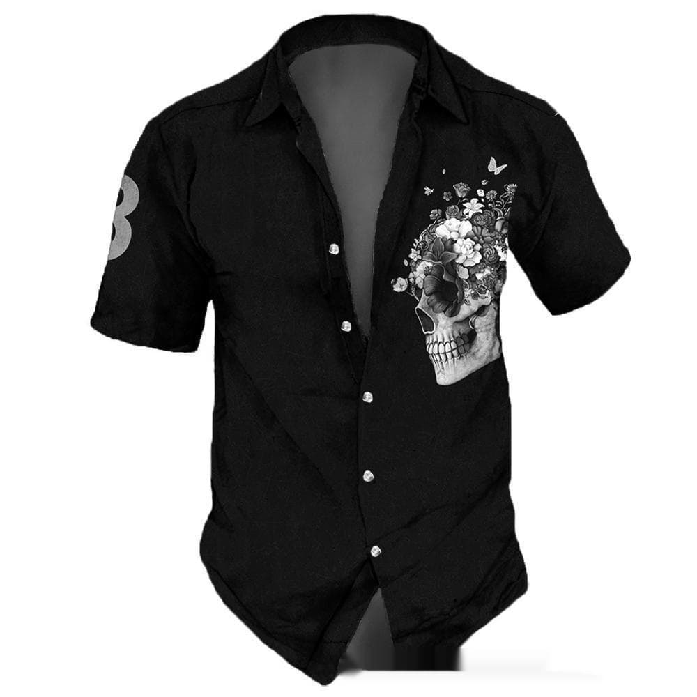 Camisa estampada digital color sólido para hombre
