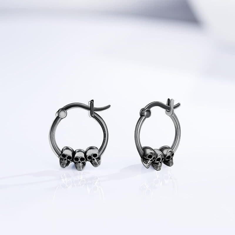 Pendientes clip calavera retro halloween