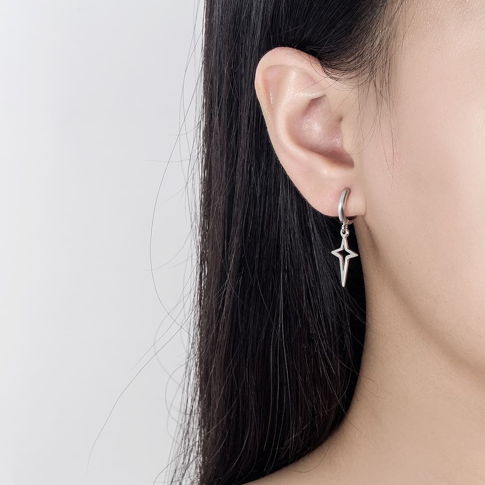 Aretes de estrella de aleación de zinc, diseño simple