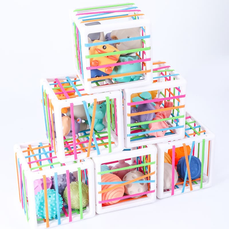 Cubo de puzzle suave para bebé con diferentes texturas