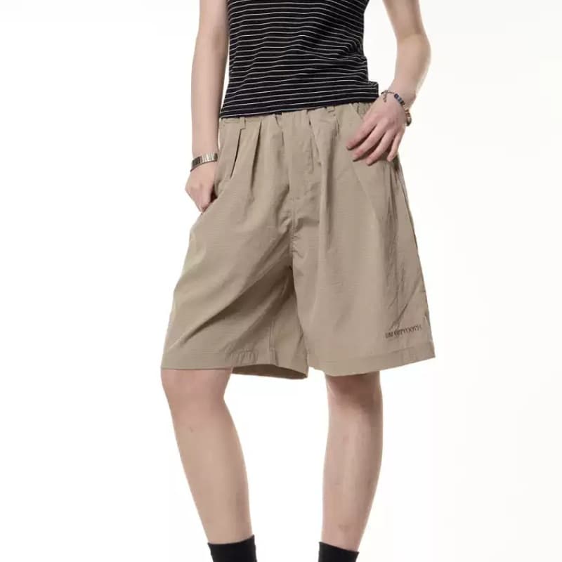 Shorts de color sólido con cintura elástica y corte recto