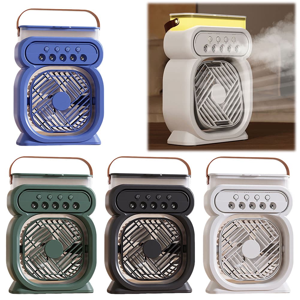 Enfriador aire evaporativo 3 en 1 luz LED humificador