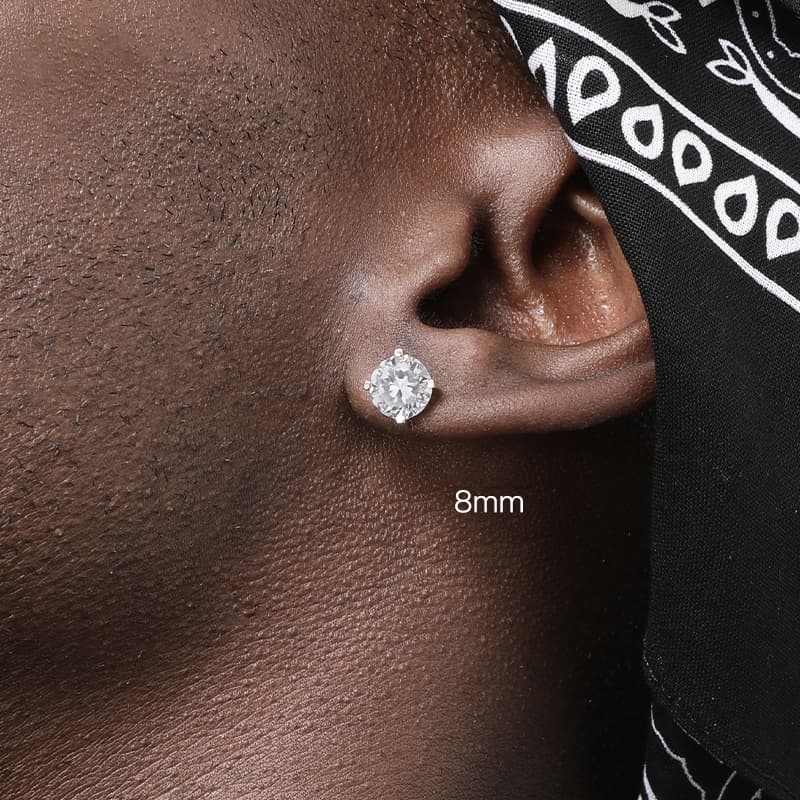 Aretes de tuerca con zircón de 8 mm en plata 925