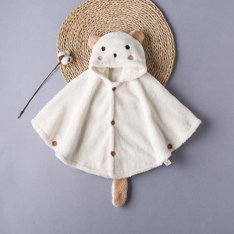 Capa acolchada de lana cordero para niños con capucha