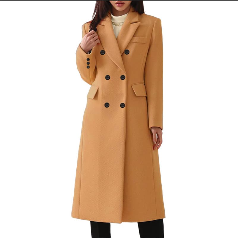 Abrigo largo de lana para mujer