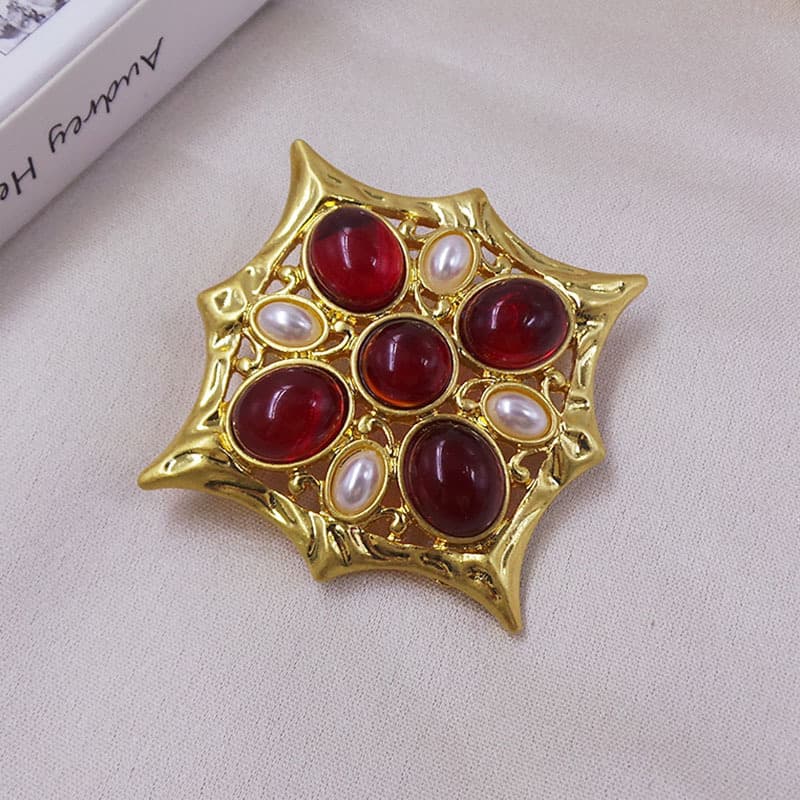 Broche cruz barroca vintage en aleación de zinc