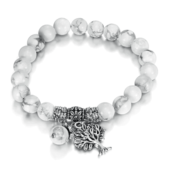 Pulsera de perlas blancas esmeriladas con cuentas
