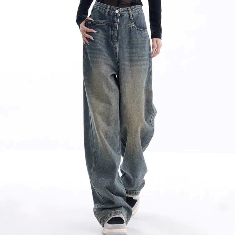 Jeans mujer retro moda denim clásico