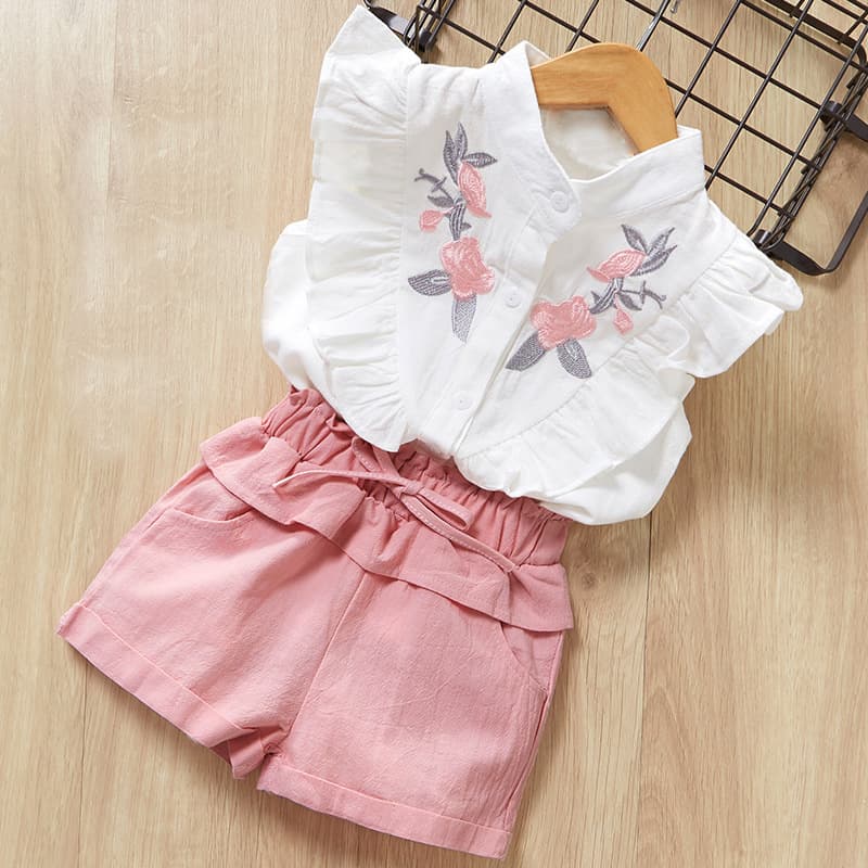 Short princesa color sólido para niña