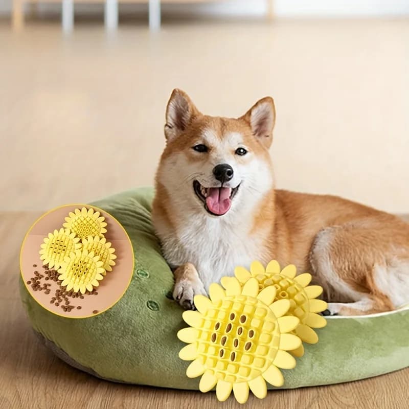 Juguete para perro de goma con forma de girasol