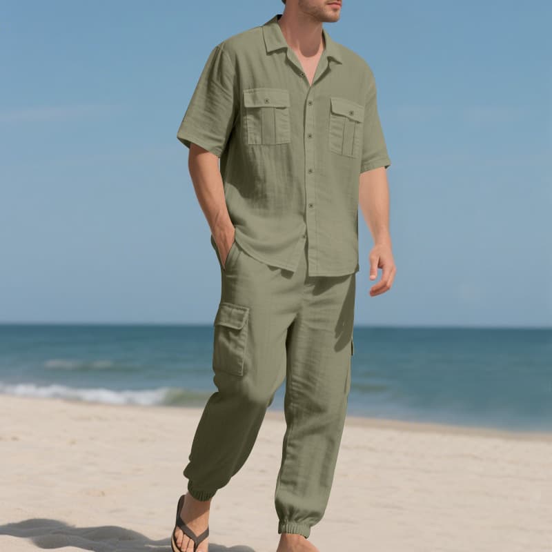 Conjunto de trabajo: camisa y pantalón de lino