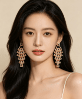 Aretes de capas escalonadas con circones azul royal