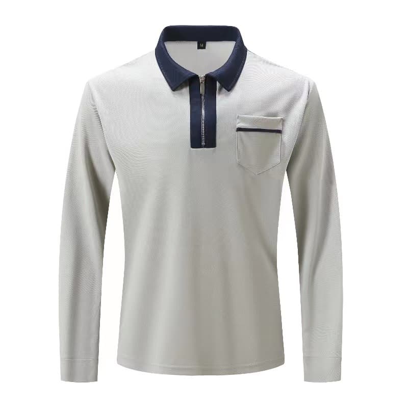 Polo de manga larga con cremallera y bolsillos