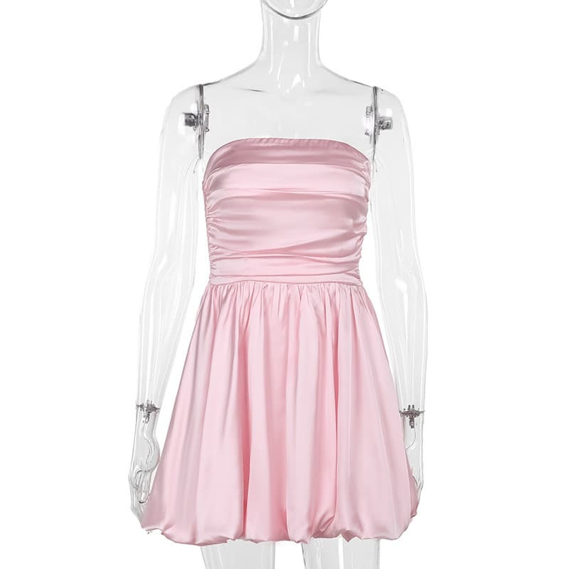 Vestido tubo moderno sin tirantes con cintura alta