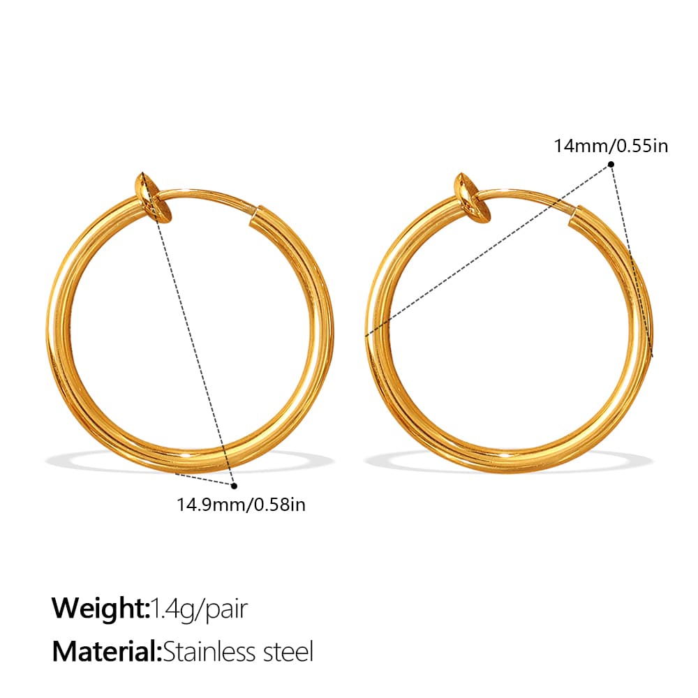 Aretes redondos retro minimalistas lisos
