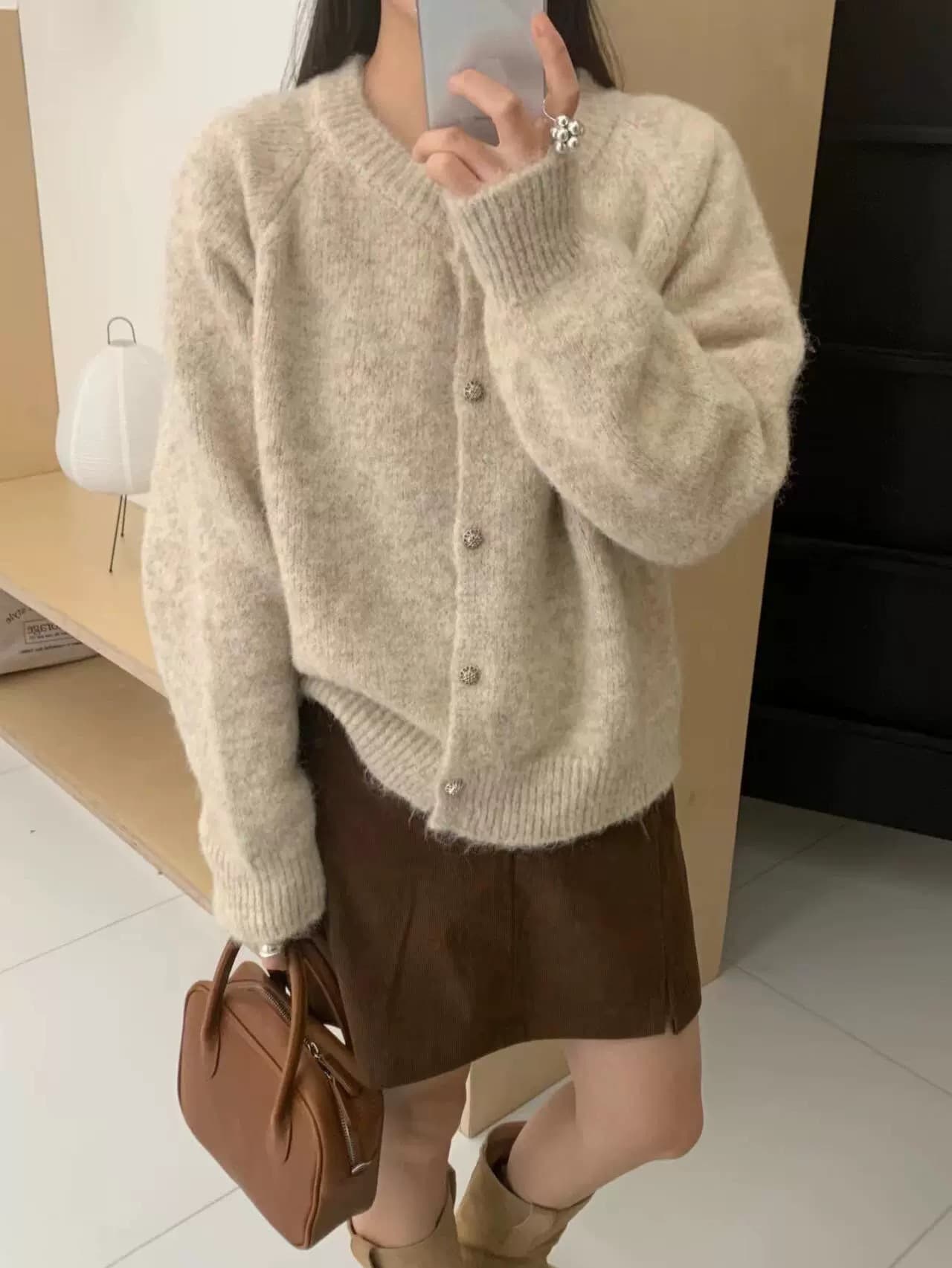 Cardigan suelto casual con cuello redondo para mujer