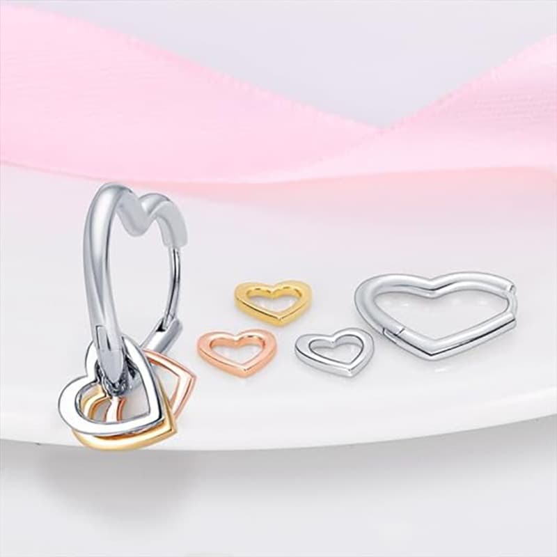Aretes forma corazón estilo japonés y coreano