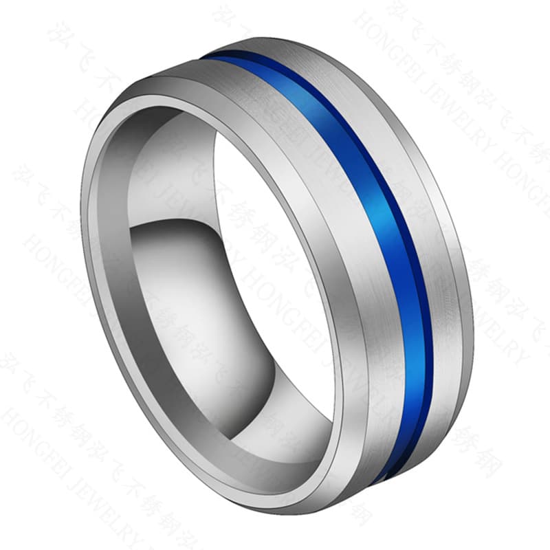 Anillo de acero inoxidable de 8 mm con ranura brillante