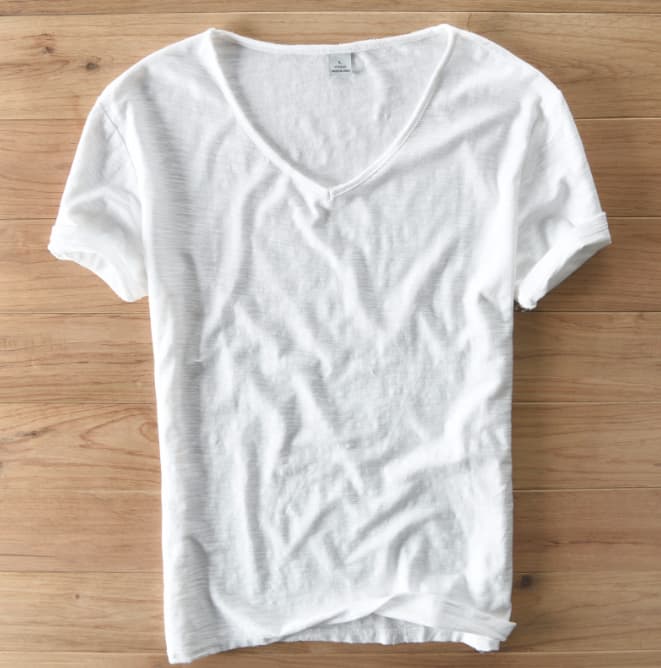 Camiseta de lino y algodón para hombre, manga corta