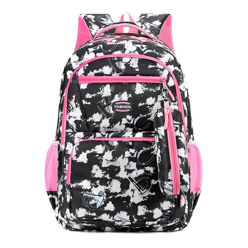 Mochila escolar con estuche de lápices y estampado de letras