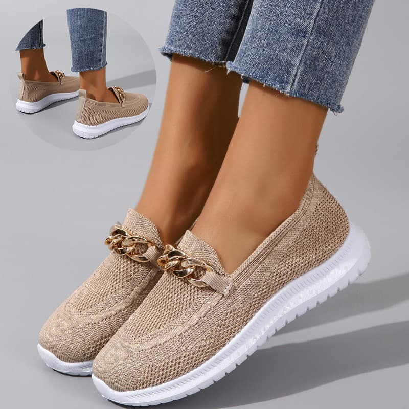 Zapatos deportivos de malla con talón plano