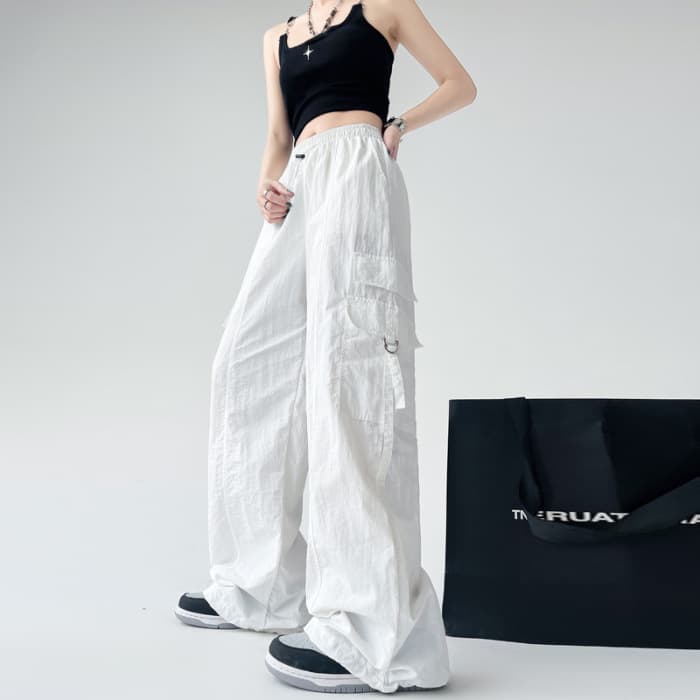 Pantalones de secado rápido mujer verano tiro alto