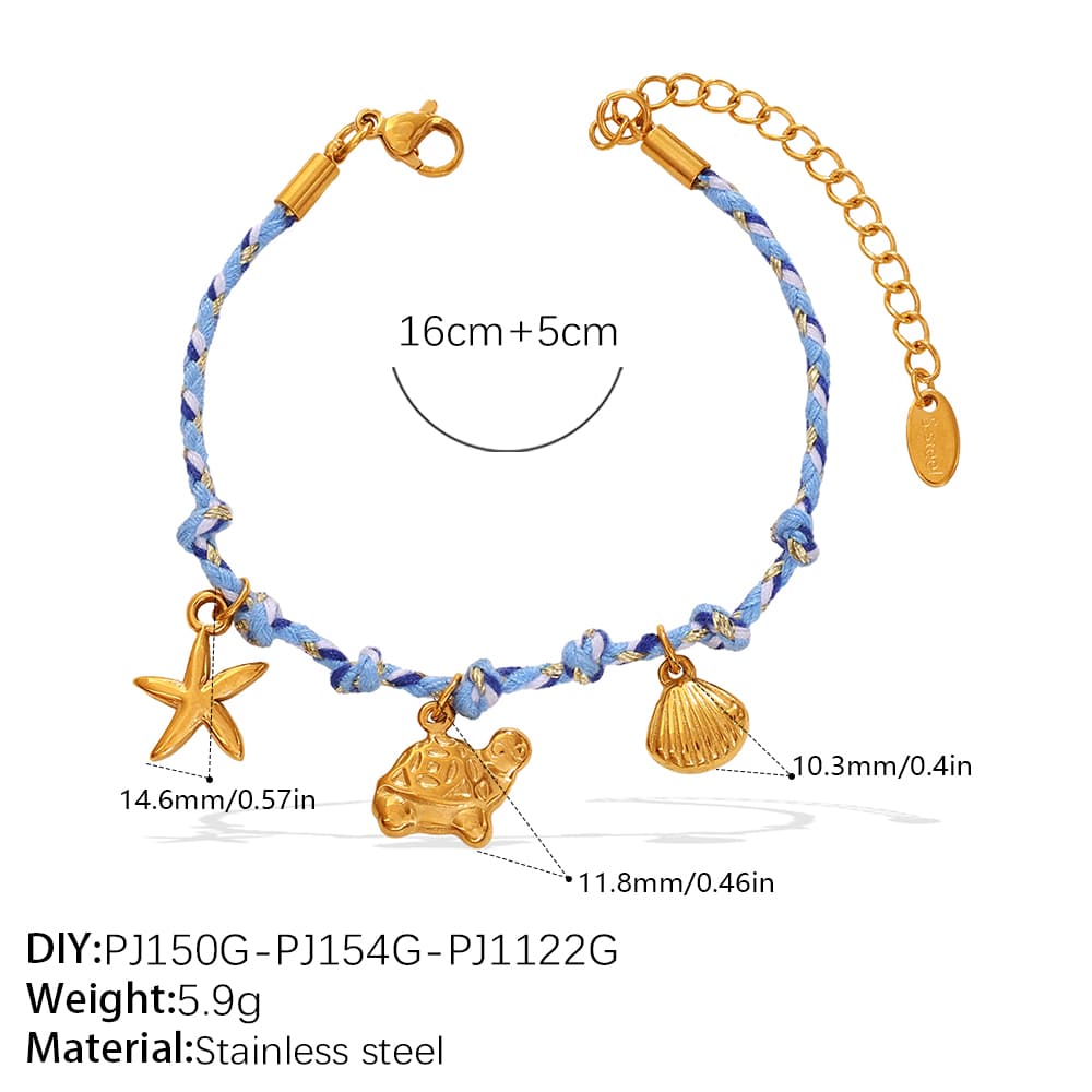 Conjunto de joyería marina trenzada con cuerda azul