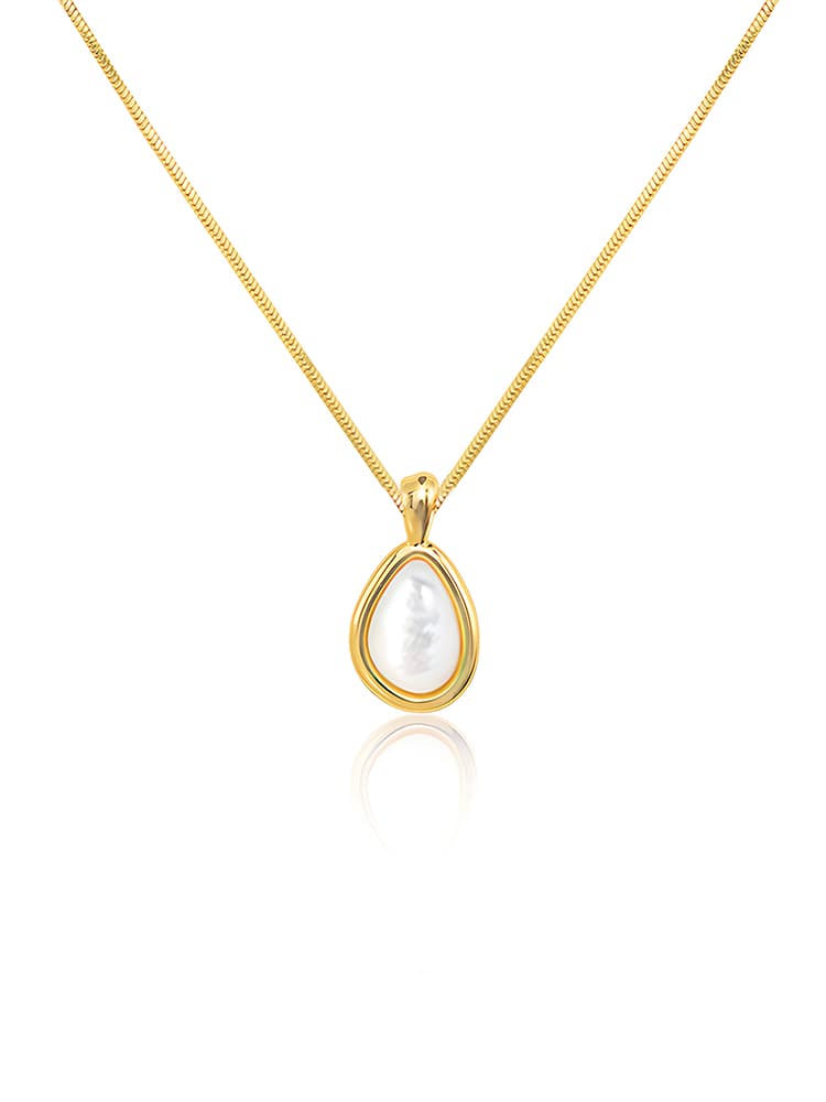 Collar minimalista gota de concha blanca