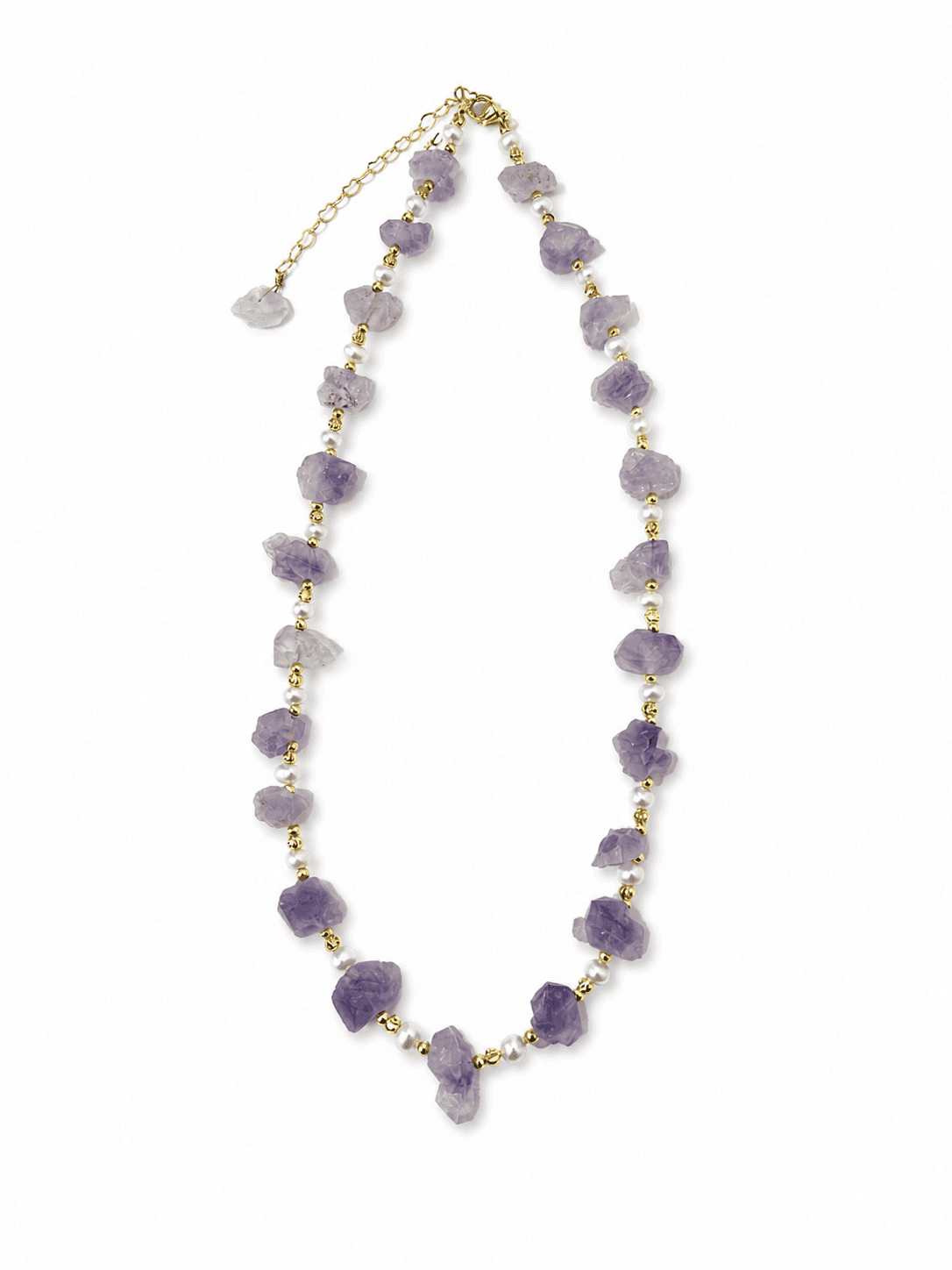Collar de perlas con cristales de amatista