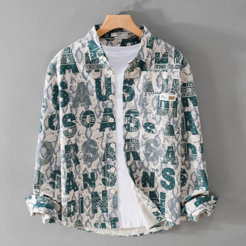 Camisa manga larga letras impresas casual suelta moda