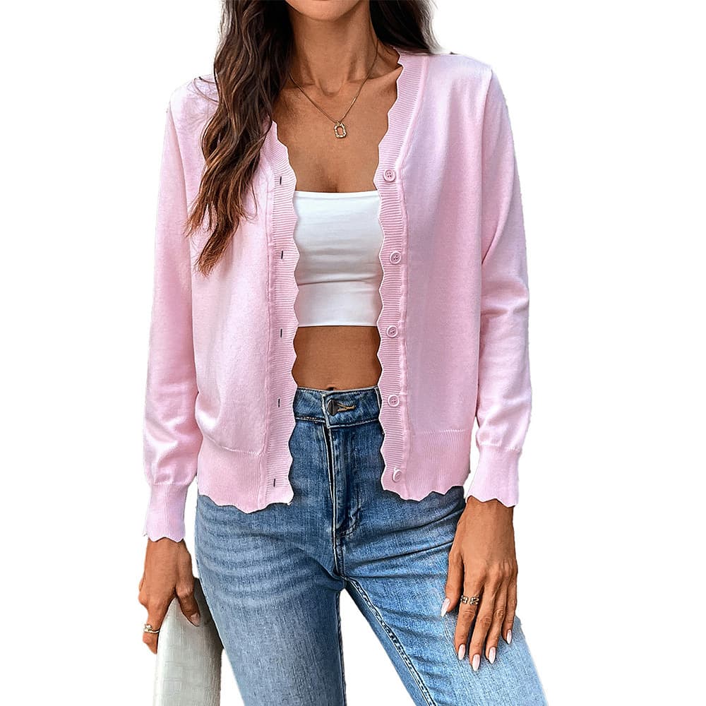 Cardigan cuello V seda de hielo para mujer