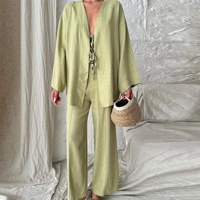 Conjunto casual holgado de color sólido para mujer