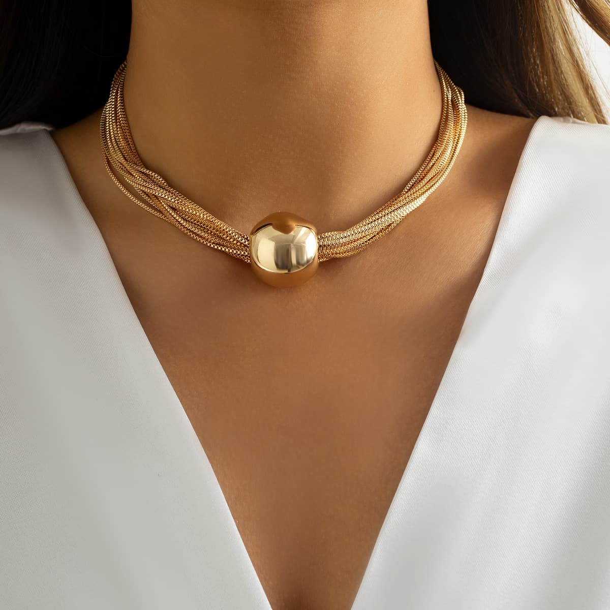 Collar de cadena multicapa punk exagerado