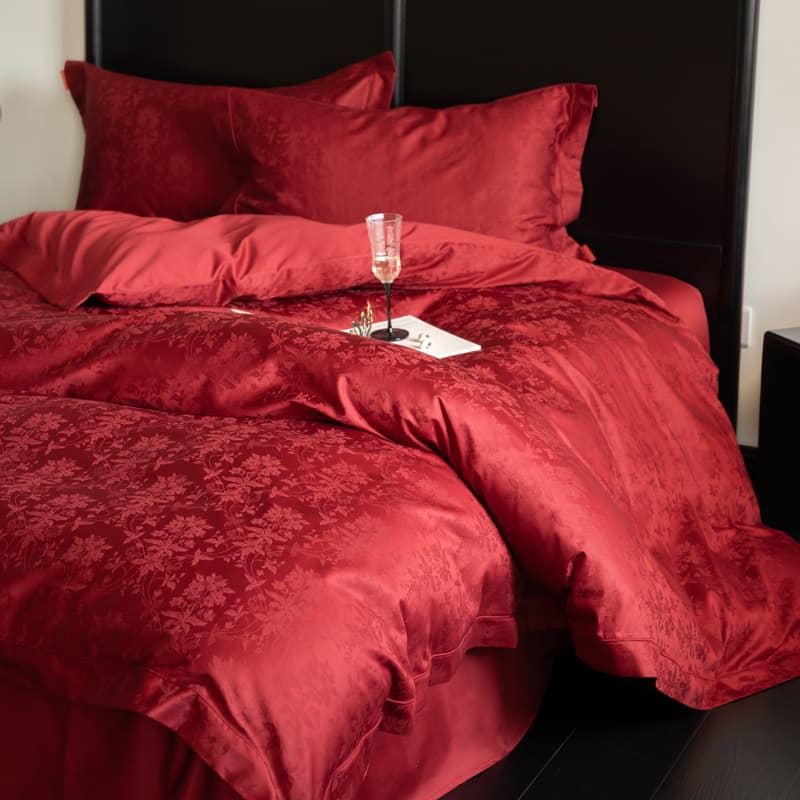 Juego de cama 4 piezas algodón jacquard flores