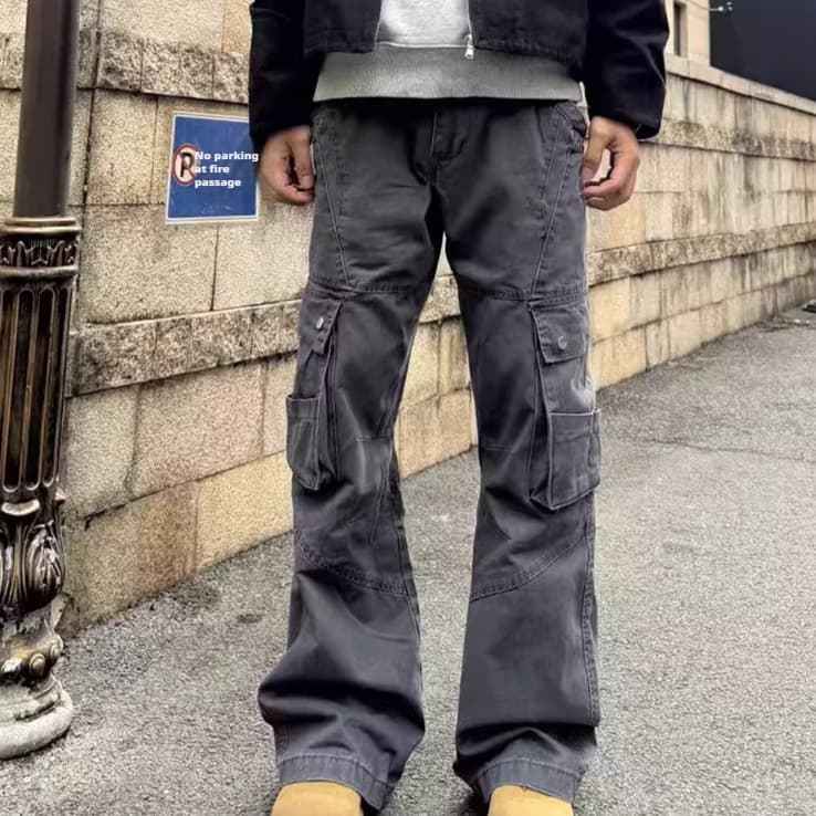 Pantalones workwear retro con múltiples bolsillos