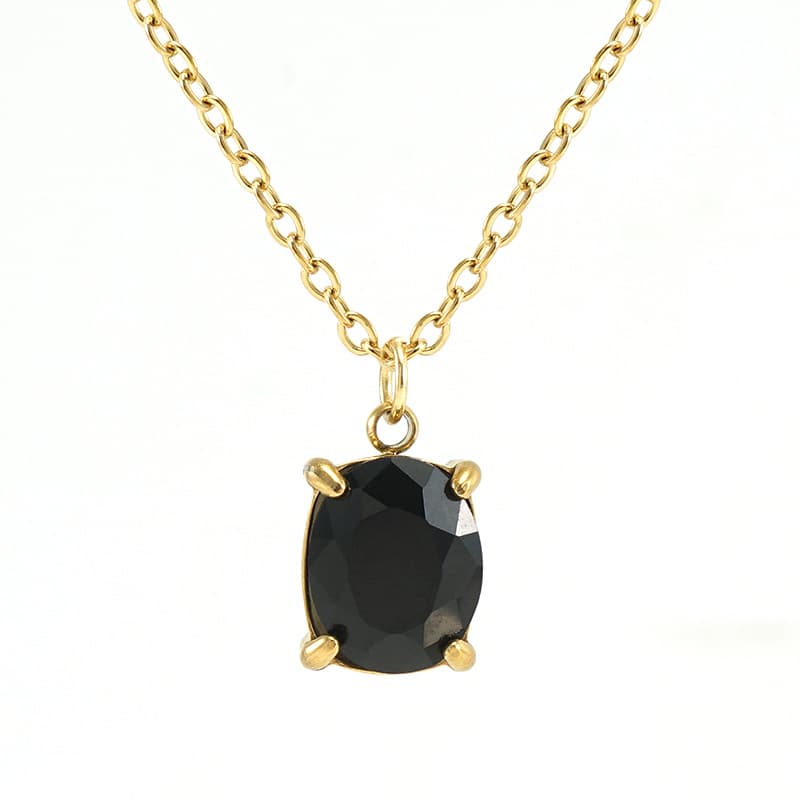 Collar de acero inoxidable con zircones irregulares