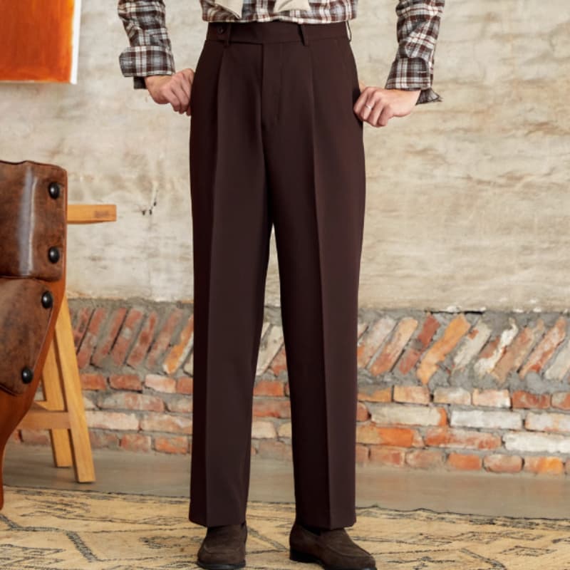 Pantalones rectos holgados de cintura alta sin planchado