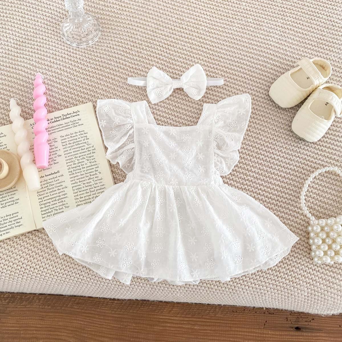 Mono para bebé niña tipo princesa con encaje sin mangas