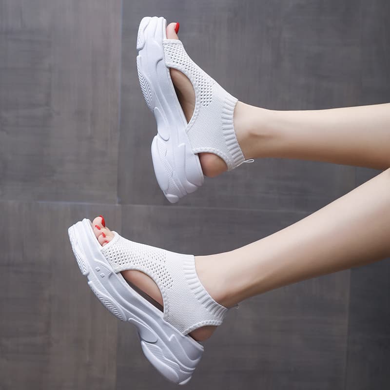 Sandalias plataforma cómoda con suela gruesa y material lana