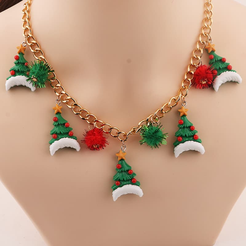 Collar Navidad árbol campana Santa para mujer