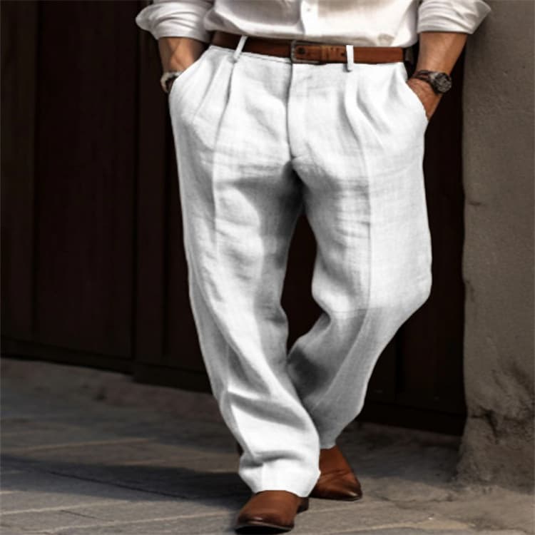 Pantalones de lino para hombre, cómodos y transpirables