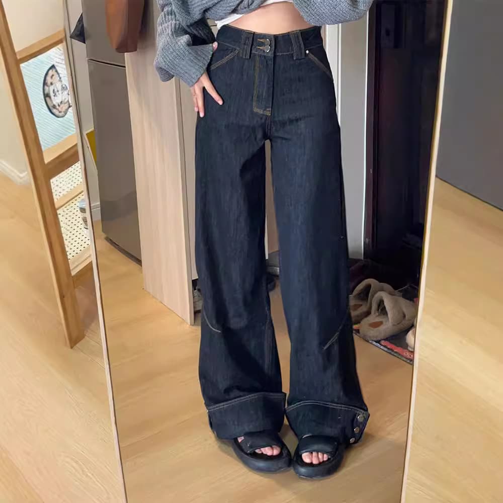 Pantalones vaqueros retro de talle alto para mujer
