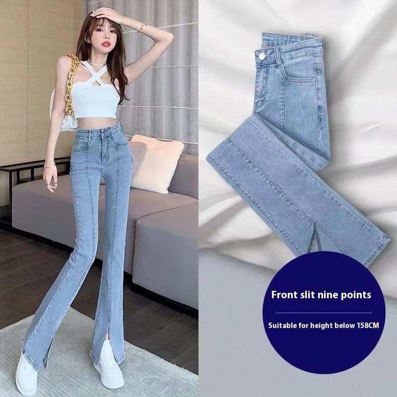 Jeans ajustados de cintura alta con aberturas